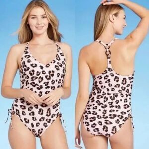 Kona Sol- cheetah print one piece swimsuit- size small